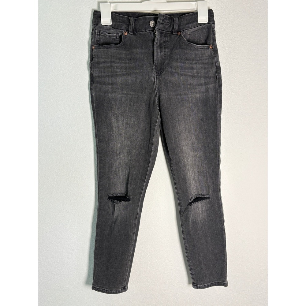 Old Navy Rockstar Super Skinny High Rise Distressed Black Jeans Womens 26x22